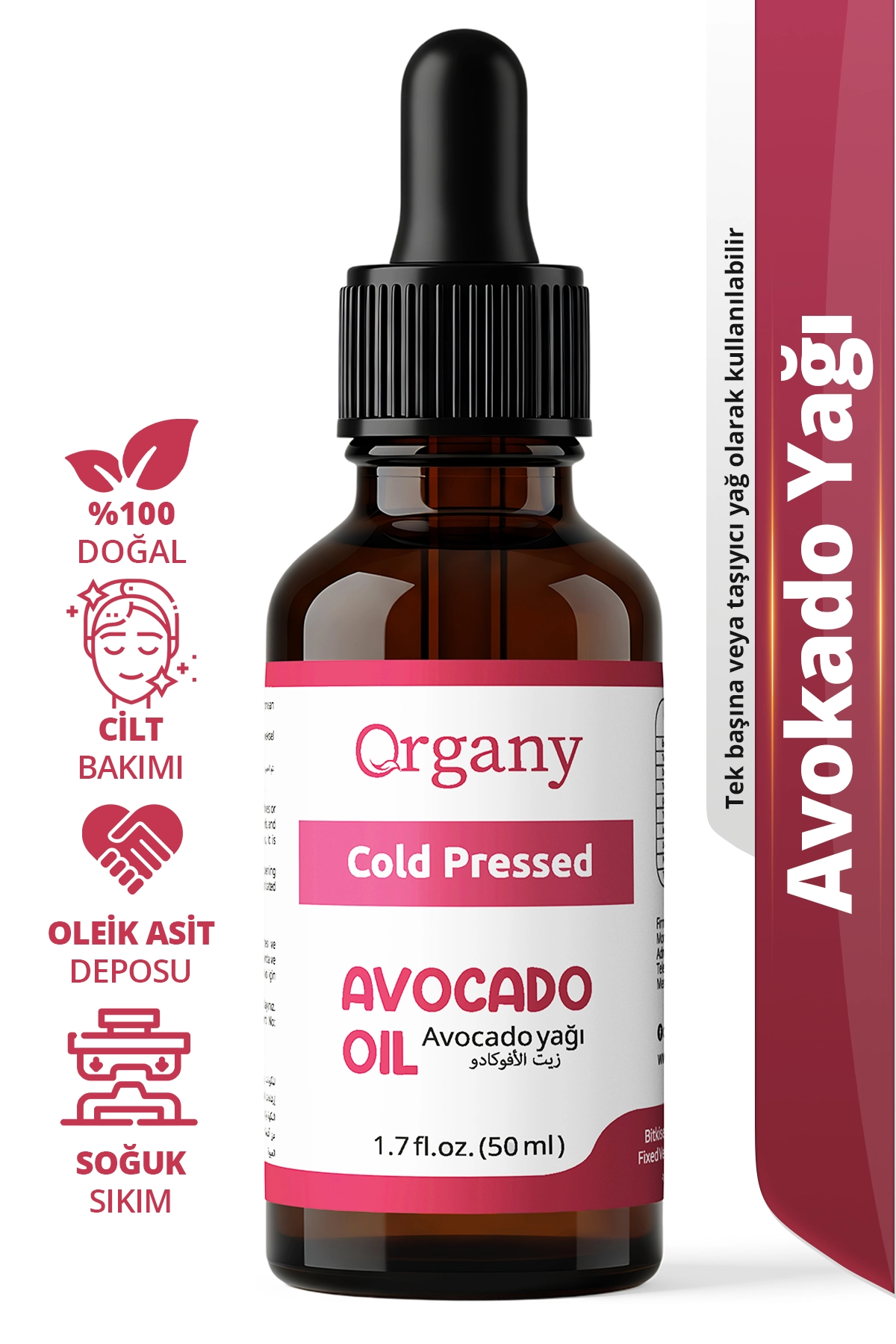 Soğuk Sıkım Avokado Yağı 0 Doğal Cilt Bariyerini Destekleyen Saç Besleyici Bakım Yağı Avocado Oil 50 ml
