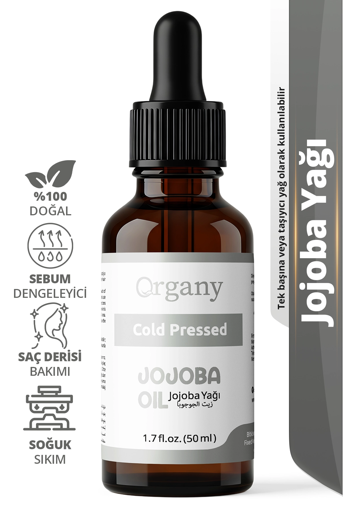 Soğuk Sıkım Jojoba Yağı 0 Doğal Gözenek Tıkamayan Cilt ve Saç Bakım Yağı Jojoba Oil 50 ml
