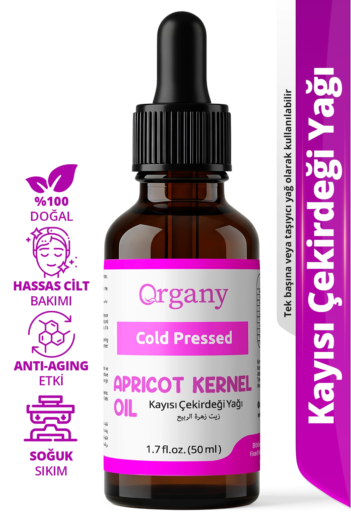 Soğuk Sıkım Kayısı Çekirdeği Yağı 0 Doğal Nemlendirici Kuru Cilt Bakım Yağı Apricot Kernel Oil 50 ml